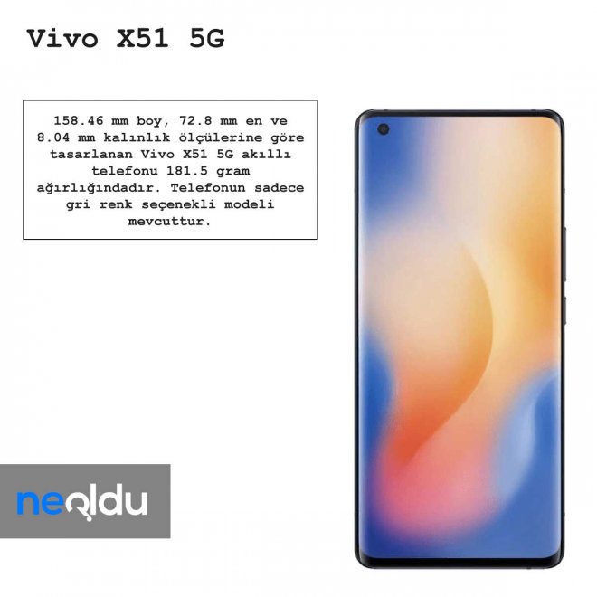 Vivo X51 5G tasarım boyutu
