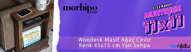 Woodesk Masif Ağaç Ceviz Renk 45x15 cm Yan Sehpa