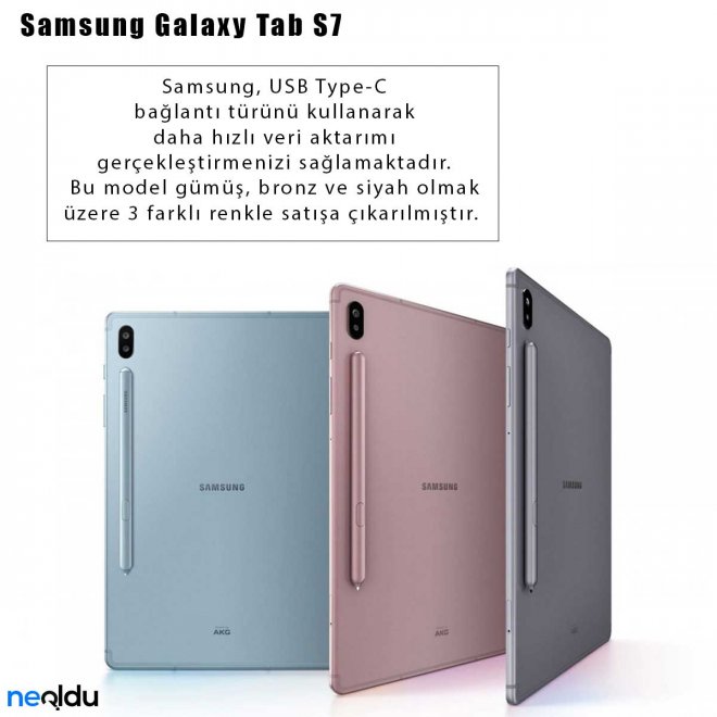 Samsung Galaxy Tab S7 renk seçenekleri