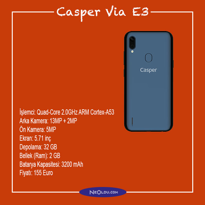 Casper Via E3 Cep Telefonu