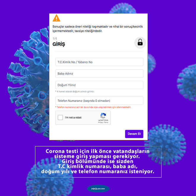 Online Koronavirüs Testi